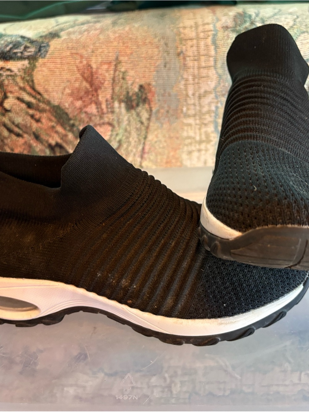 Astr Black Slip-On Knit Sneakers with White Sole